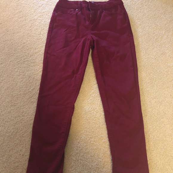 High waisted skinny jeans, wine color - Picture 2 of 3